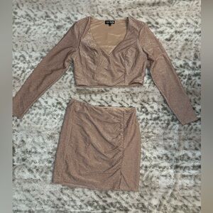 Crystal Doll Set Skirt & Top Large Pink/glitter  Two-Piece